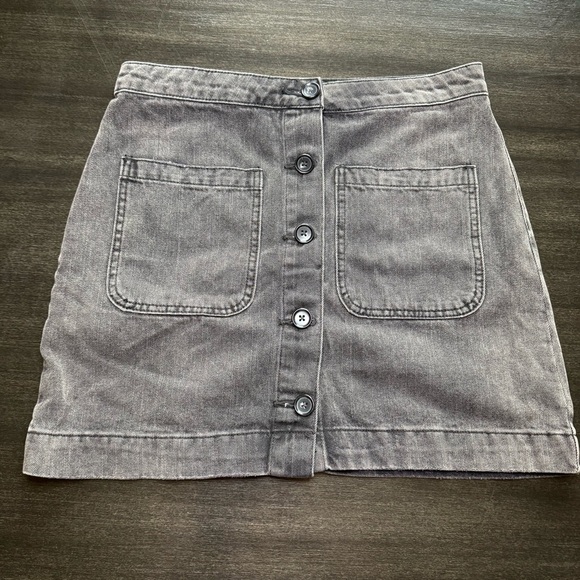 Free People Black Denim Mini Skirt 29 | We The Free High Rise Button Front - Picture 1 of 7